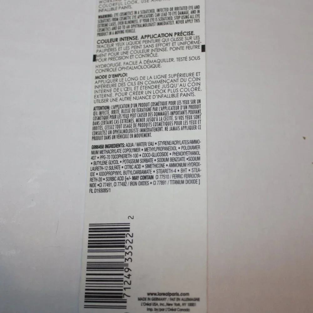 L'oreal Paris Infallible Paints 308 Wild Green Liquid Eyeliner Eye Makeup NIP